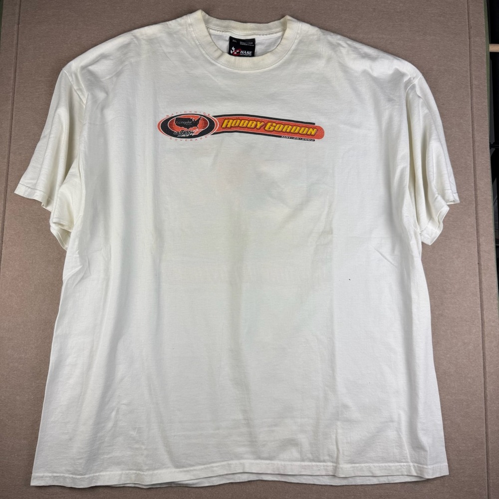 Vintage Chase‎ Authentics T Shirt Men 2XL White NASCAR Robby Gordon 2002 Tee